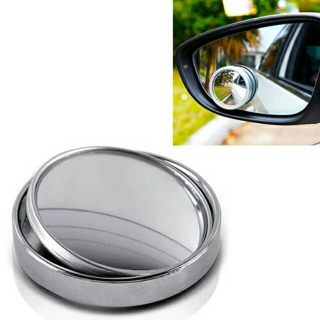 1Pc Kaca Spion Mobil Tambahan Blind Spot Mirror Wide Angle Putar 360° Murah Cermin Silver Chroom