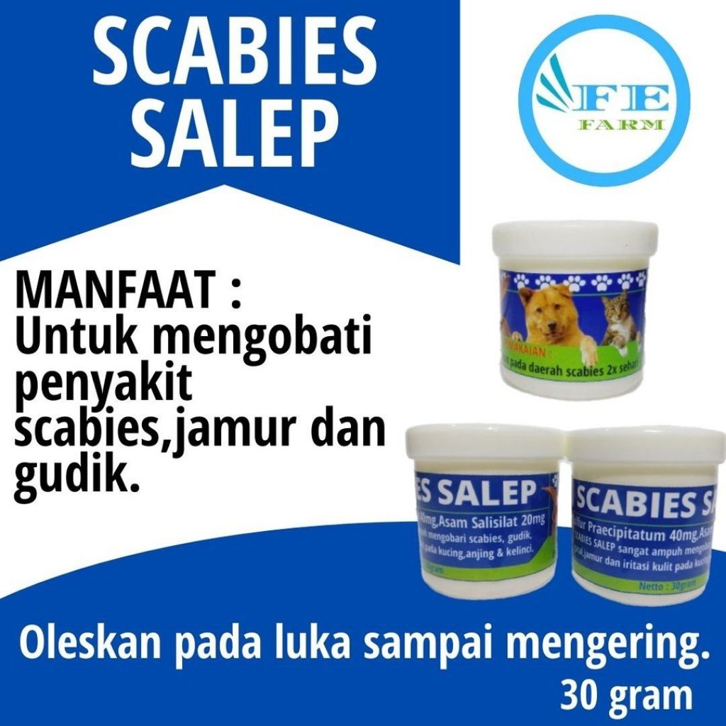 SALEP SCABIES JAMUR 30 GRAM OBAT JAMUR KUCING ANJING KELINCI AMPUH FEFARM