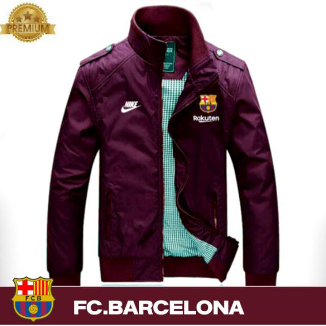 JAKET BARCA BARCELONA PLAYMAKER BOLA MAROON WATERPROOF JACKET CASUAL PRIA CEWEK COWOK NIKE SPORTY 01
