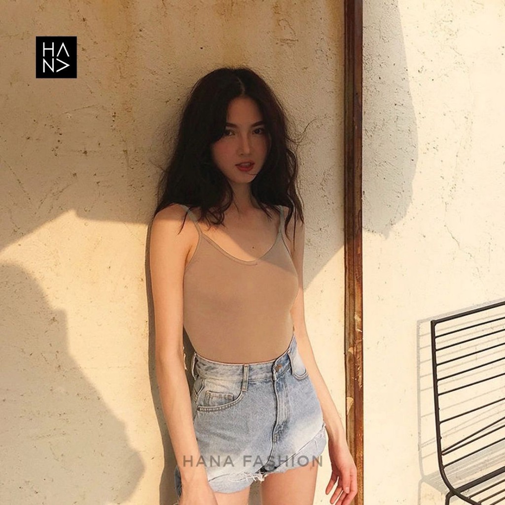 HanaFashion JKT - Aurora Basic Tank Top Crop Wanita - TT035-Beige