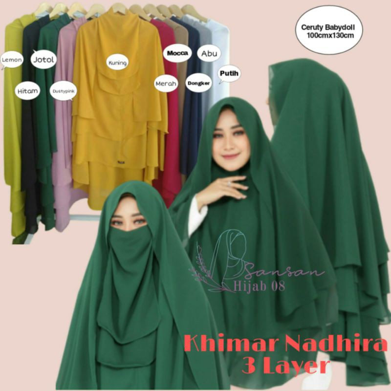 Khimar Niqob Ceruty 3 Layer NADHIRA Jumbo