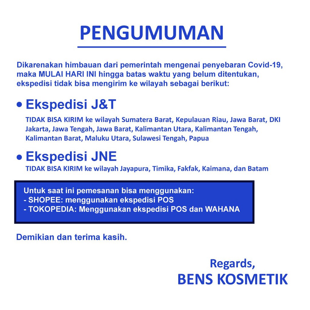 PENGUMUMAN KAWASAN LOCKDOWN JNT &amp; JNE