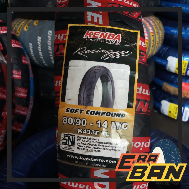 BAN KENDA K433F - 80/90 RING 14 TUBELESS SOFT COMPOUND