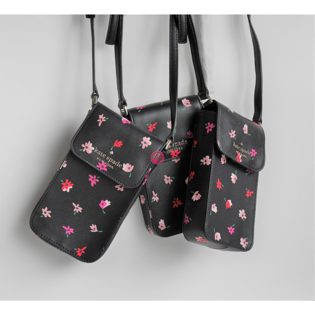 Kate Spade Staci Ditsybuds NS Flap Phone Crossbody Black Multi