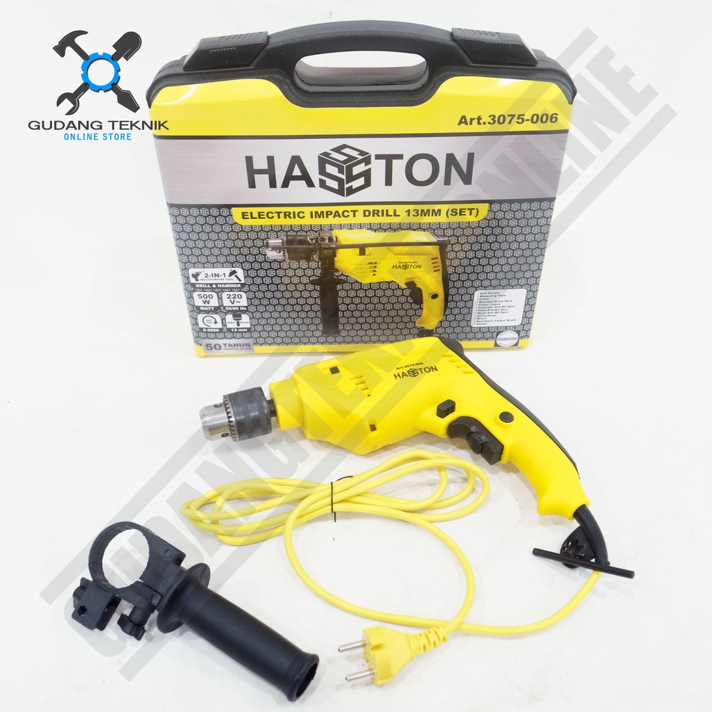 Mesin Bor Tangan 13mm HASSTON PROHEX 3075-006 / Impact Drill Bor Tembok Beton Kayu HASTON 3075 006