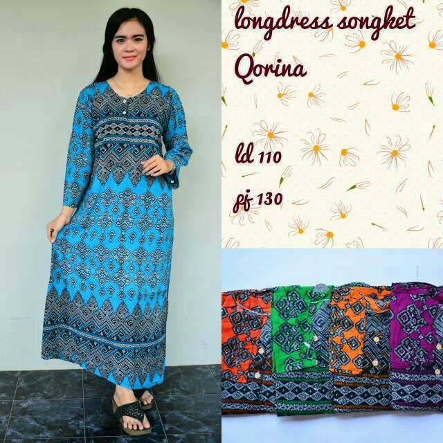 Longdress songket qorina grosir baju  murah wanita fashion 