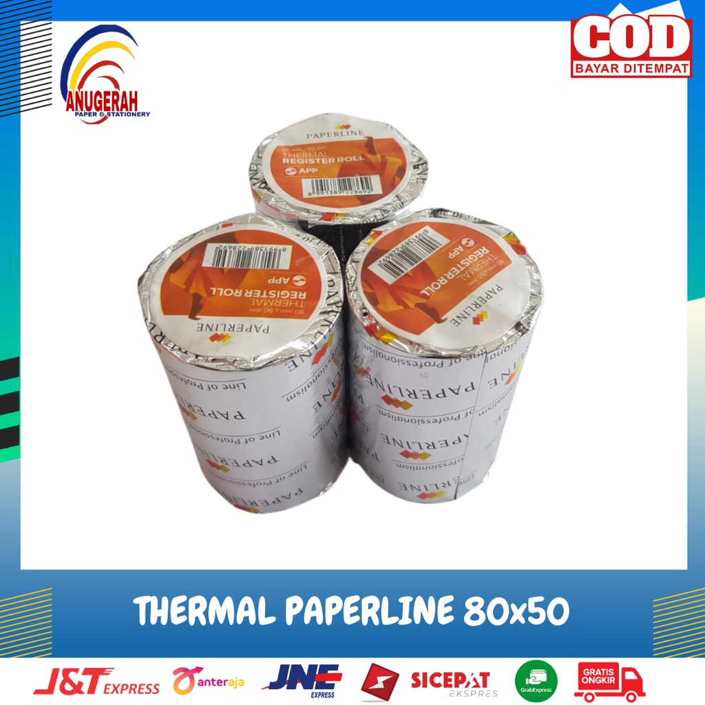 

KERTAS THERMAL / THERMAL PAPERLINE 80X50 TELSTRUK / Kertas Kasir / Struk Kasir (PCS)