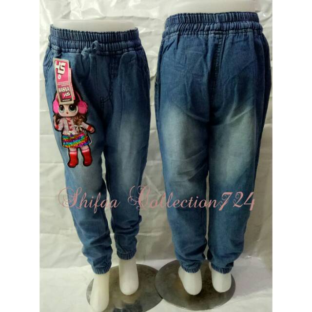 Celana Joger / Celana Jeans / Celana Panjang / Celana Joger Anak Perempuan / Motif Karekter Boneka LOL LED size (1. 2. 3. - 4. 5. 6.) - Usia 1-6 tahun