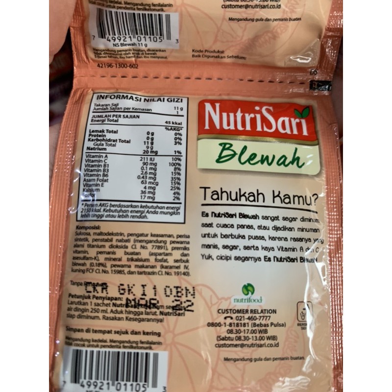 Nutrisari BLEWAH 1 renceng isi 10 sachet pcs