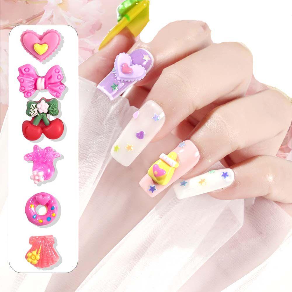 AUGUSTINA Agustina Perhiasan Resin DIY 28Pcs/Lot Pesona Kuku Kreatif Tips Kuku Manikur Aksesoris Warna Campur Dekorasi Nail Art