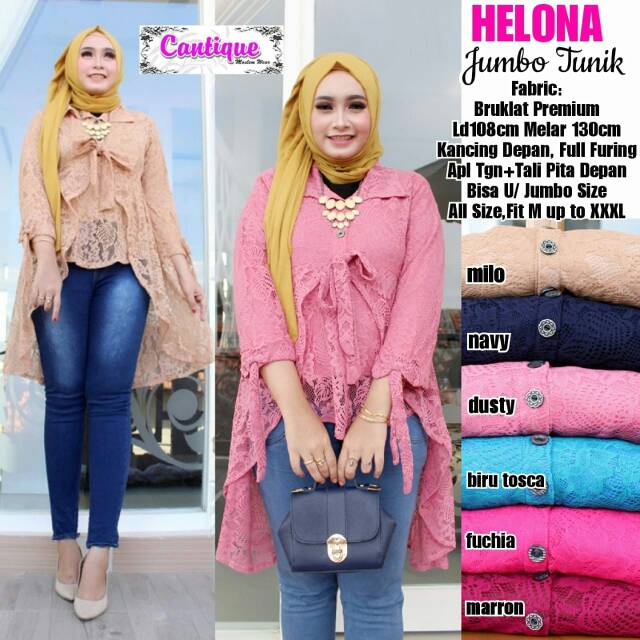 helona tunik atasan wanita bruklat broklat jumbo