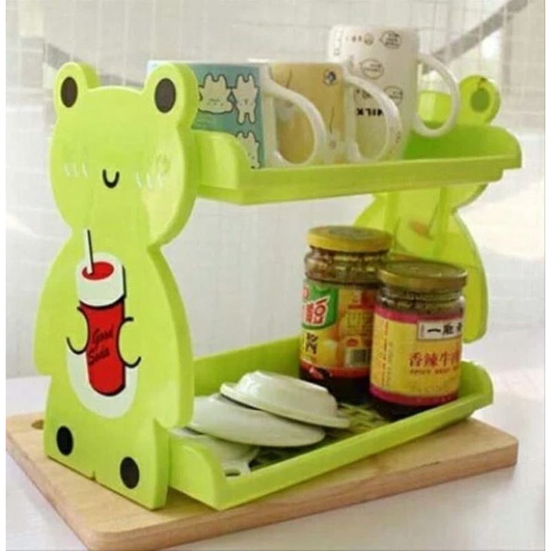 Rak Dua Susun Multifungsi Bentuk Cute Motif Karakter (Rack Animal Double Shelf)