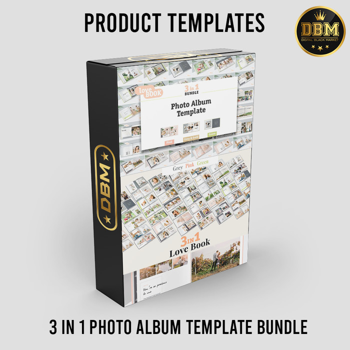 3 In 1 Photo Album Template Bundle - Photoshop &amp; Illustrator - Business Branding