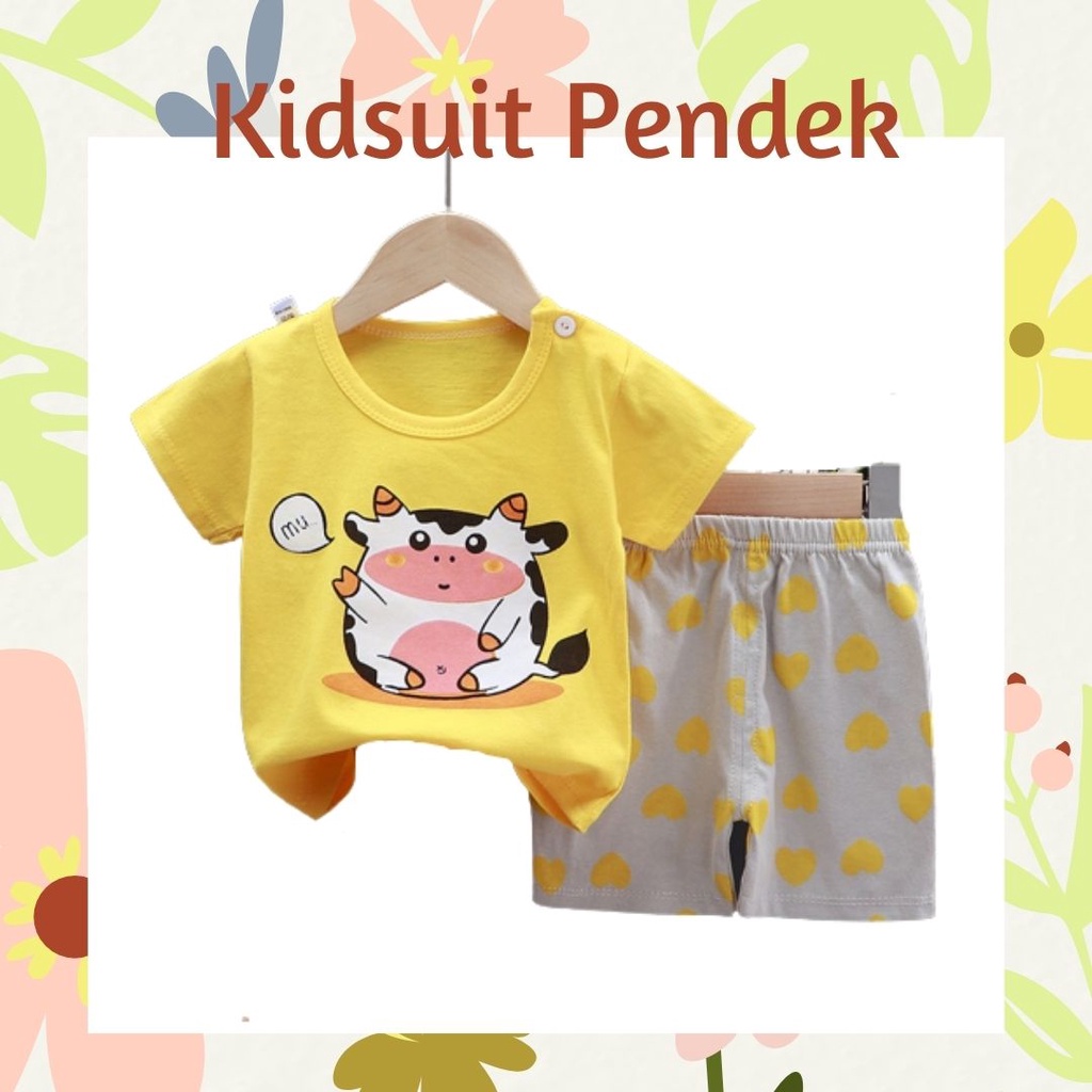 Plazababyku KIDS SUIT PENDEK Setelan Anak Bahan Kaos Lengan + Celana Berkualitas Import ebv cewek