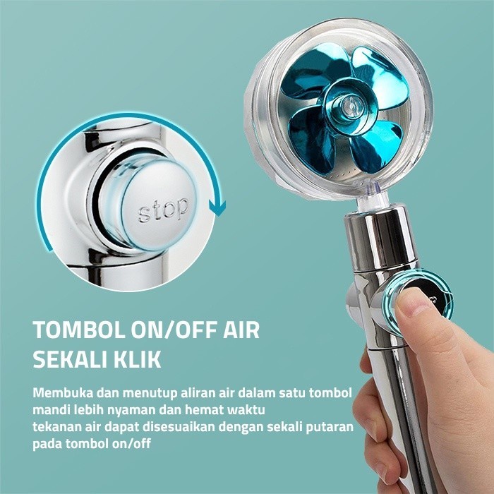 FMFIT Kepala shower head kipas turbo pancuran air lembut +selang ORIGINAL