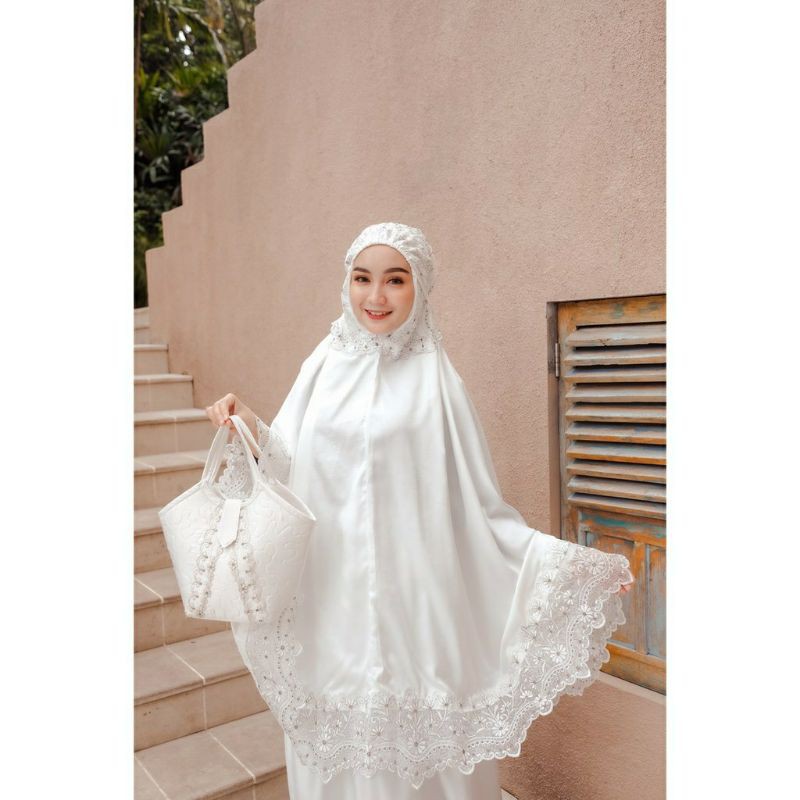 (MUKENA TERLARIS) MUKENA BORDIR SET RENDA MUTIA JUMBO DEWASA BORDIR MEWAH KEKINIAN