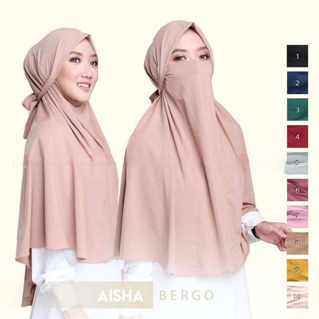 CS Jumbo Bergo Jilbab Kerudung  Khimar Instan Masker 