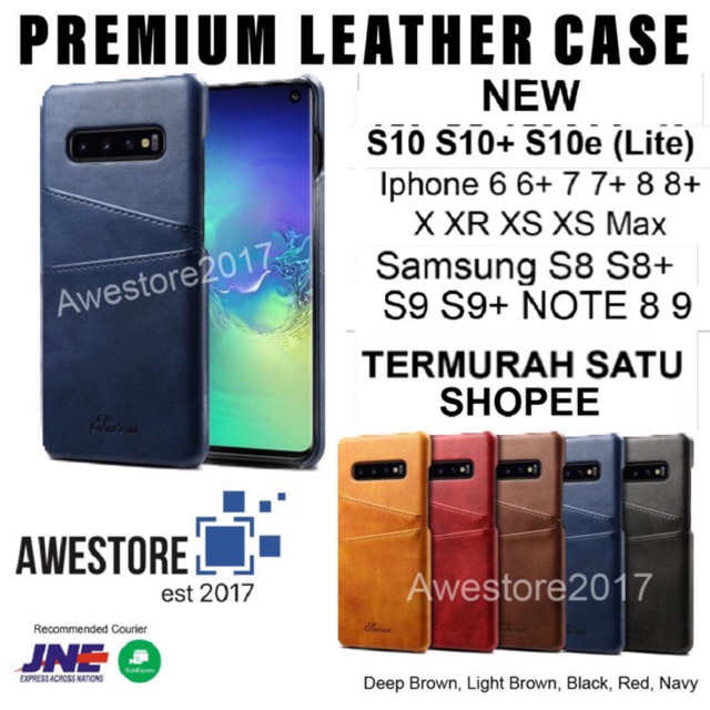 Leather Case Card Casing Kulit Iphone Samsung S8 S8+ S9 S9+ S10 S10+ S10e Note 8 9 10 Plus Lite