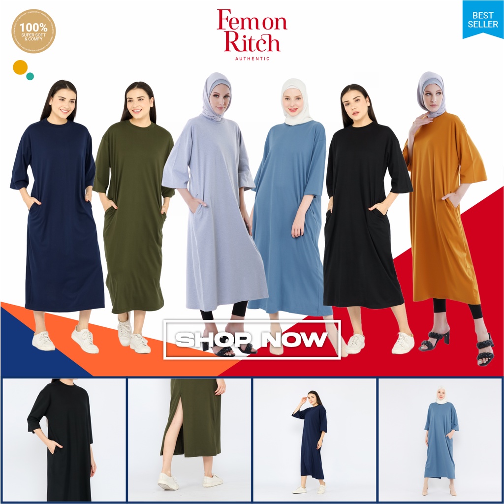 Atasan Dress Oversize Wanita Muslim 7/8 LD130 super comfy