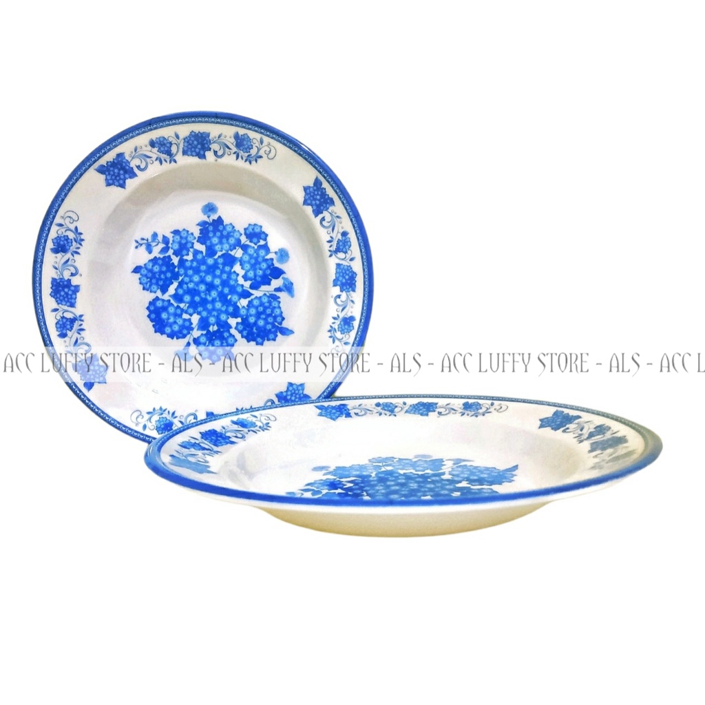 ORIGINAL MELAMIN - 12 PCS PIRING MAKAN MELAMIN "23CM MOTIF BUNGA TERBARU - PIRING CEKUNG - PIRING BI