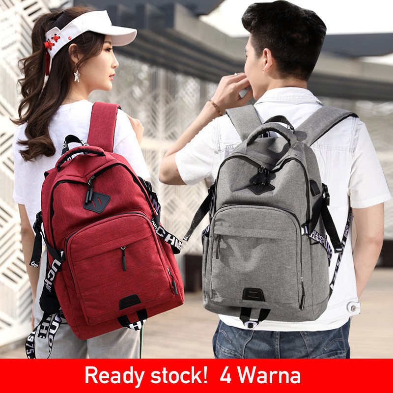 Mainland Tas Ransel Pria Kanvas Backpack Multifungsi Tas Laptop Sekolah USB Port Charger TR204