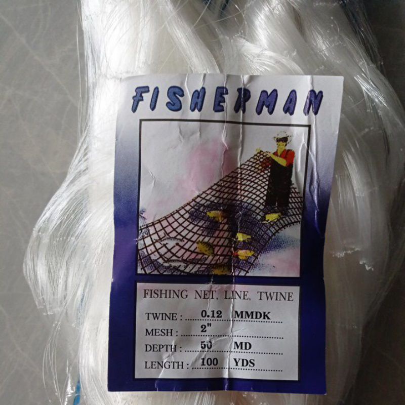 Jaring ikan fisherman 0.12 50md/100yds yoko UKURAN TINGGAL PILIH 1¼-3 inchi FISERMAN produk tahiland setara dengan jaring arida jaring momoi pukat ikan jaring ikan senar murah jaring ikan fisherman