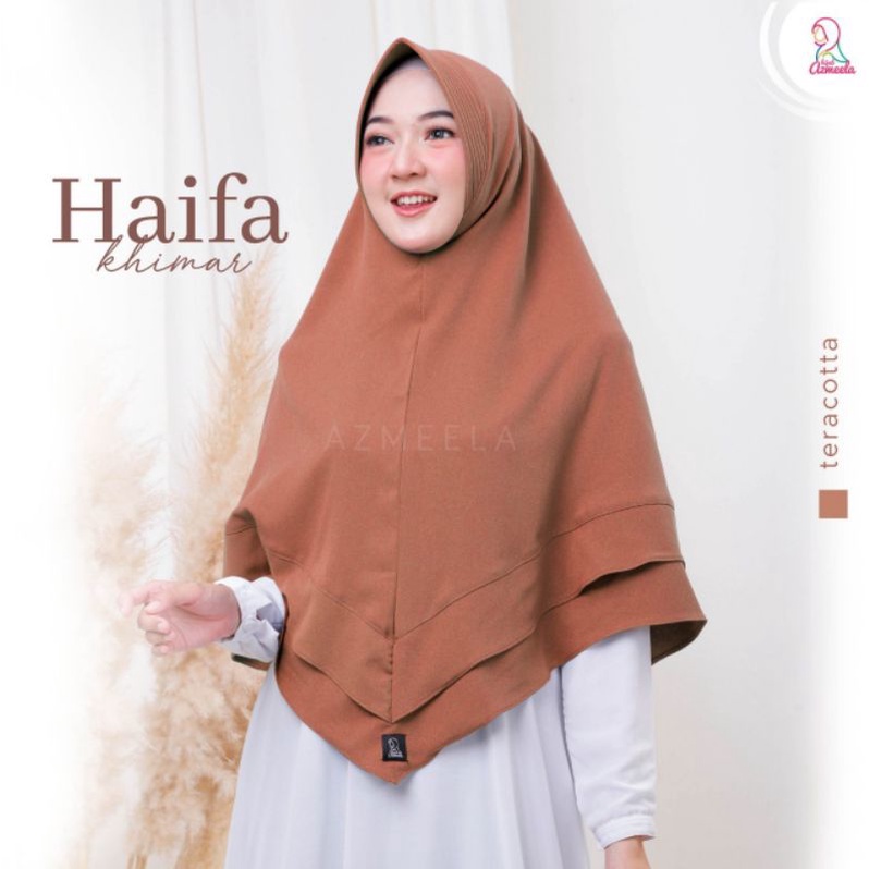 Haifa Khimar by Azmeela hijab instant simple syar'i Zara crepe pad-Teracota