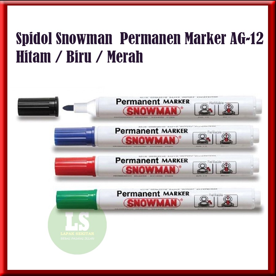 

Spidol Snowman Permanent Marker Ekonomis AG 12 / Tinta Permanen AG-12