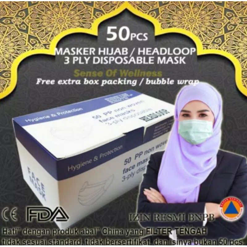 Masker Hijab Bedah Medis Surgical Mask - Masker Hijab Medis Surgical Face Mask