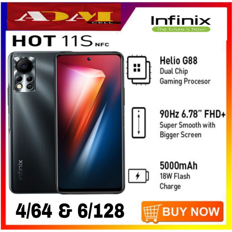 Hp Infinix Hot 11s Nfc Ram 6gb 128gb Ram 4gb 64gb  garansi resmi 1 tahun segel no void