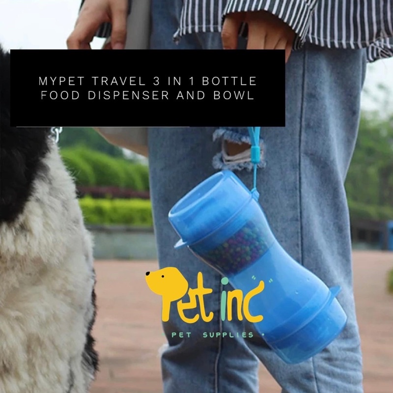 Mypet travel 3 in 1 bottle food dispenser and bowl