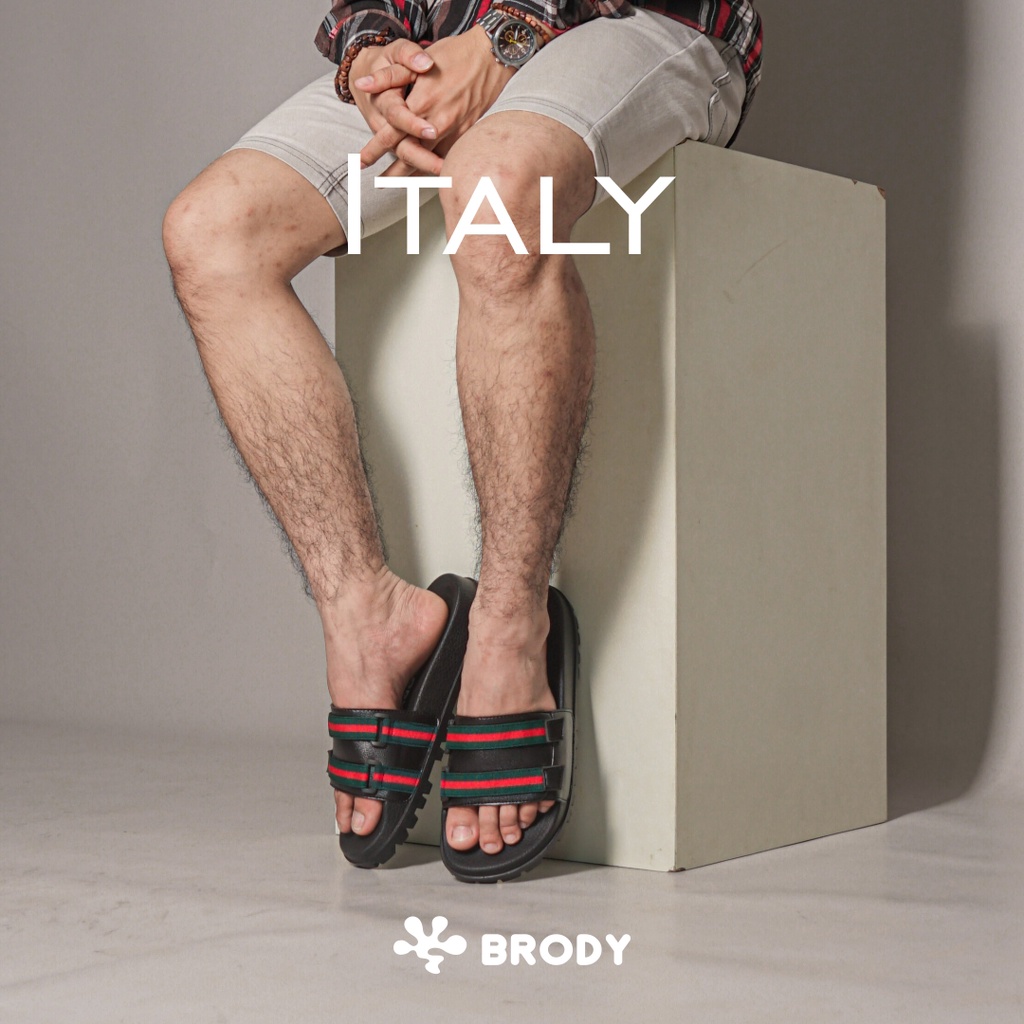 Brody Italy Sandal Selop Pria Casual Sendal Slop Cowok Sandal Laki Model Slide Size 39-43