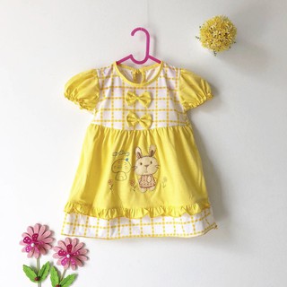  Baju  balita motif kotak  kotak  kelinci Bunny Rabbit 