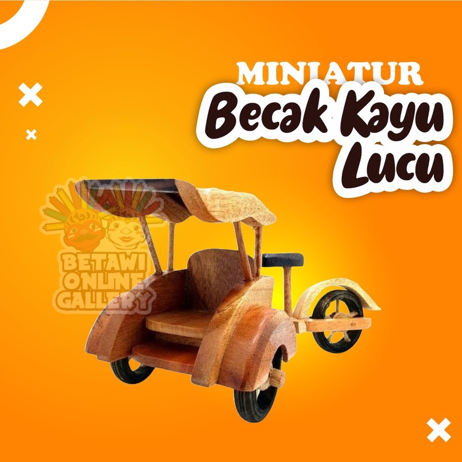 Hiasan Miniatur Becak Kayu Ukuran Kecil Pajangan Meja Koleksi Kerajinan Tangan