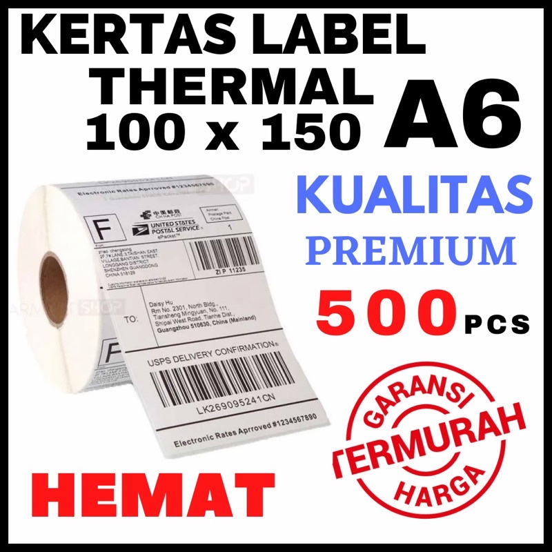 KERTAS LABEL BARCODE A6 100 x 150 isi 500 Pcs Kualitas Premium Resi pengiriman Marketplace