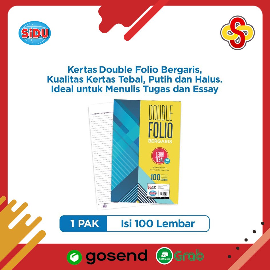 Kertas Double Folio Bergaris SiDU 70 gsm Isi 100 Lembar