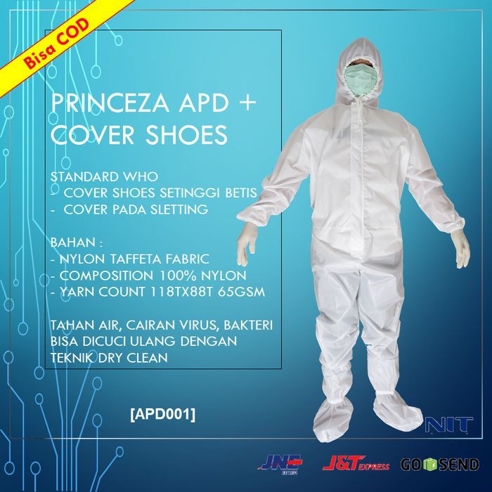 APD Standard WHO Bahan 100% Nylon Bisa dicuci Bonus Cover Sepatu