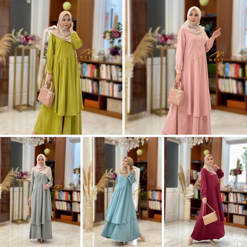 GAMIS MALAYSIA BY MDLY ORI TERBARU DOBEL LAYER / GAMIS LEBARAN BEST SELLER