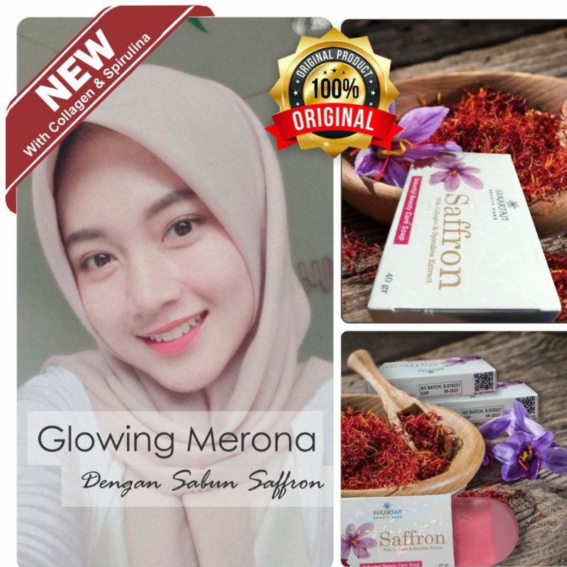Saffron Collagen Spirulina Sabun Pemutih Wajah dan Penghilang Jerawat Ampuh / Sabun Safron Sekartaji