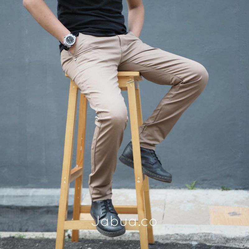 CELANA CHINO Panjang Pria Slimfit KERJAHARIAN Santai Casual Formal Hitam Abu Cream Mocca Size 27-38