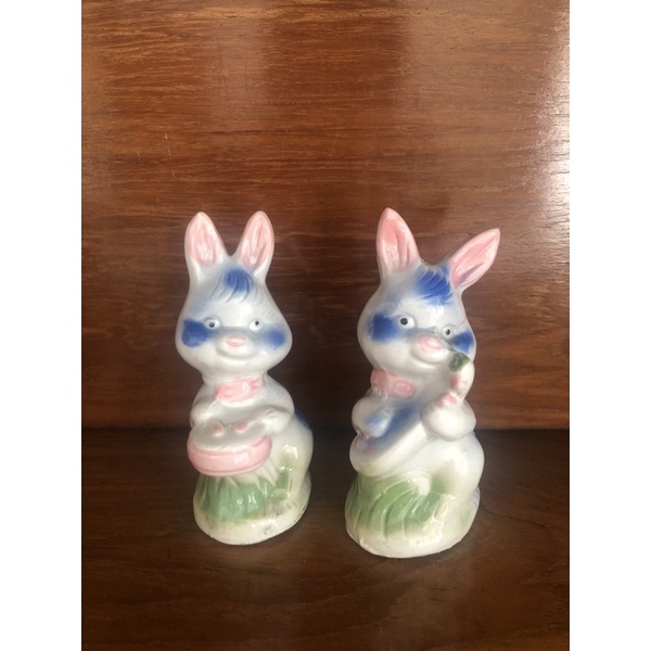 pajangan patung porselen sepasang kelinci/patung dekorasi porselen keramik