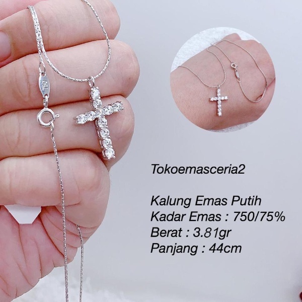 Kalung Emas Putih Set Liontin
