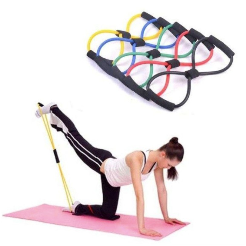 Tali Elastis Yoga Bantu Otot Elastic Band Gym Fitness Pilates Stretch Rope Olahraga Tali Yoga