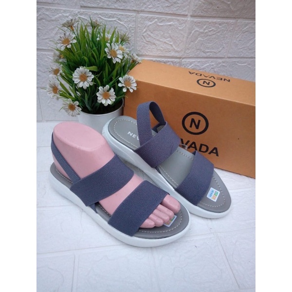 DISKON DAY! Sandal Wanita Nevada Elastis - Sandal Wanita Pelon Karet Anti Slip - Sandal Kekinian - Sandal Chubby