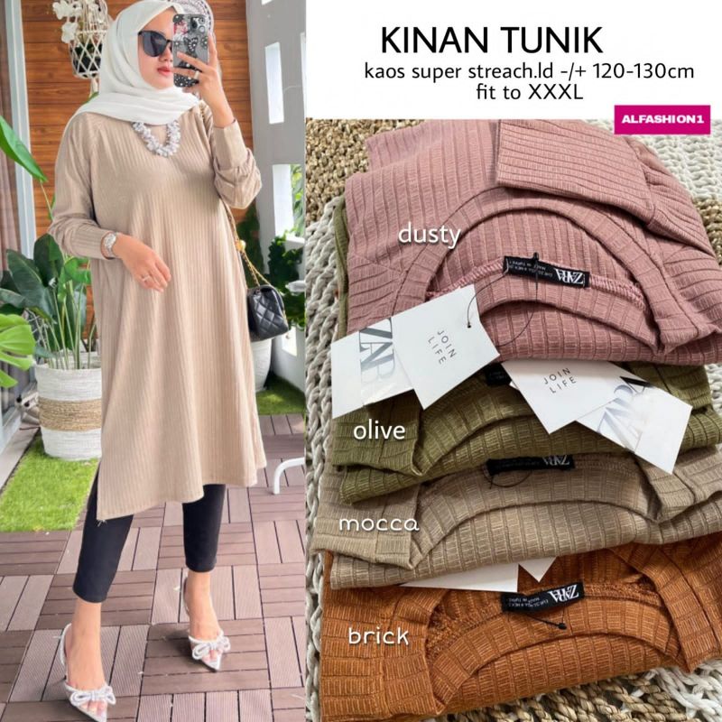 Kinan Tunik Matt Kaos Super Streach//Tunik Kekinian//Tunik Wanita//Tunik Jumbo//Tunik LD 120-130//Tu