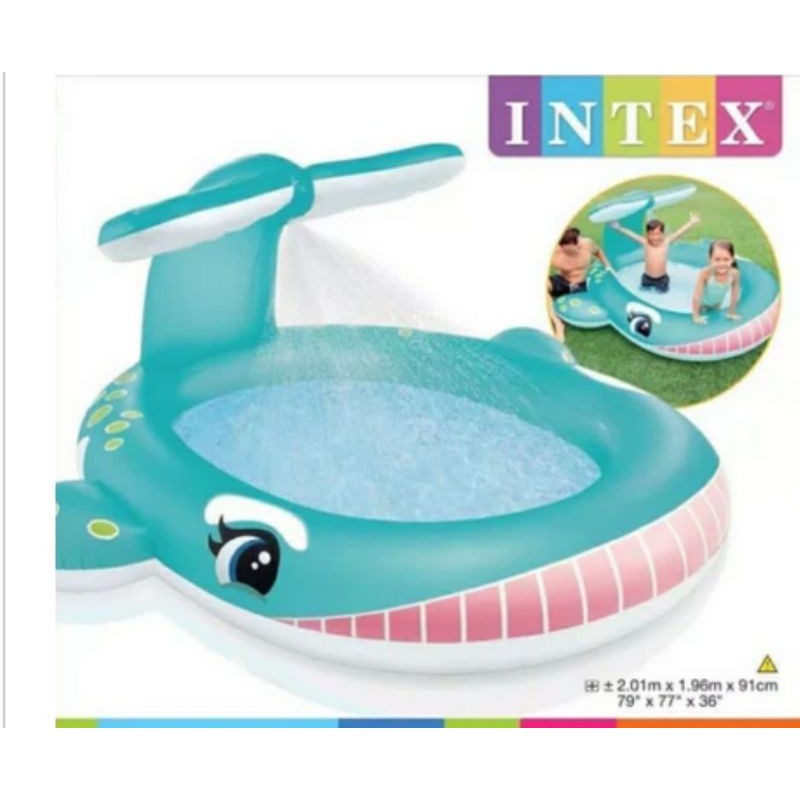 Kolam201cm 57440 Intex WHALE SPRAY POOL kolam bawah polos