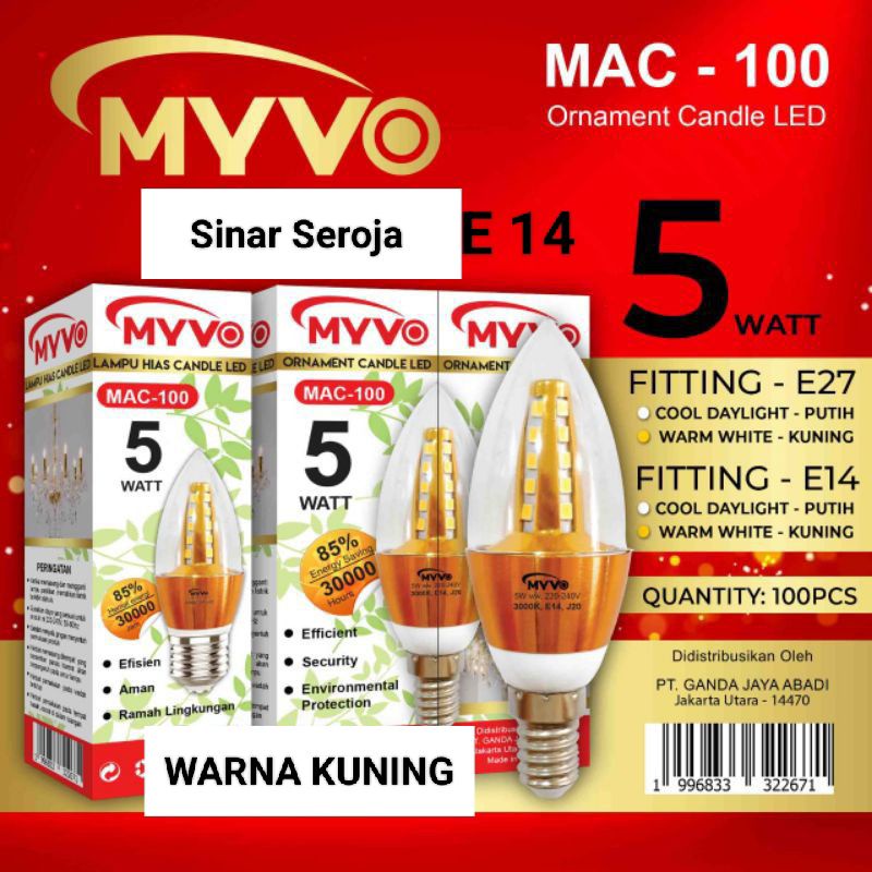 Lampu LED MYVO Candle Light 5 Watt / LED jantung E27 E 14 Lilin