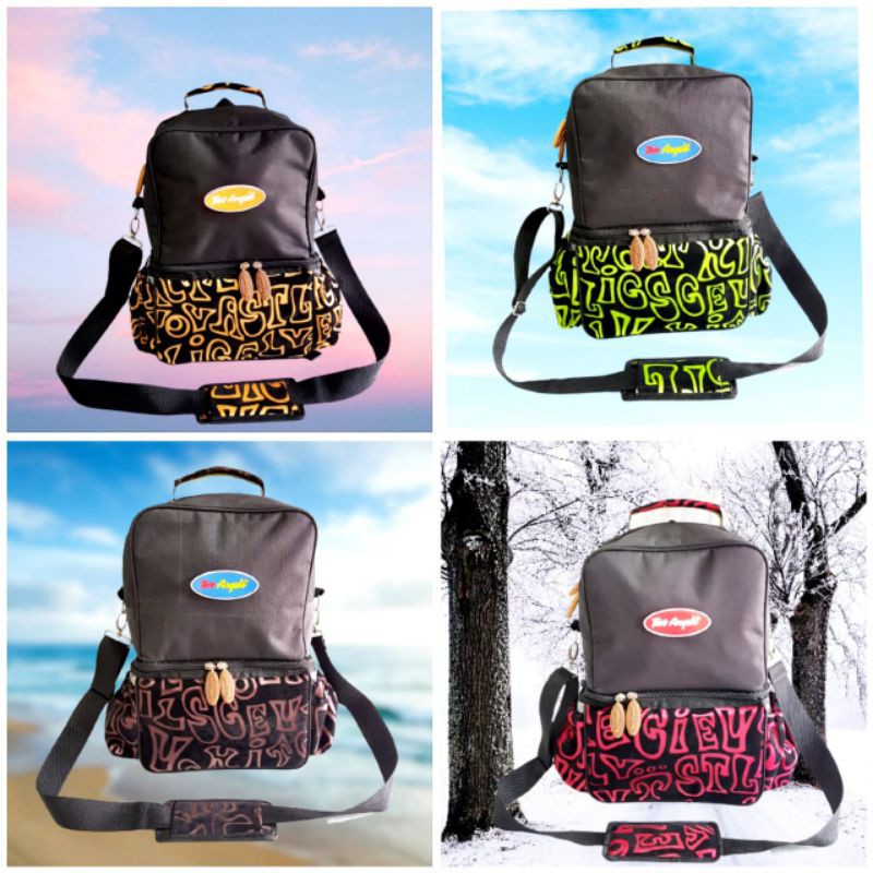 cooler bag / Tas asi Two Angels 3in1 Golden Black Free 3 ice gel s1