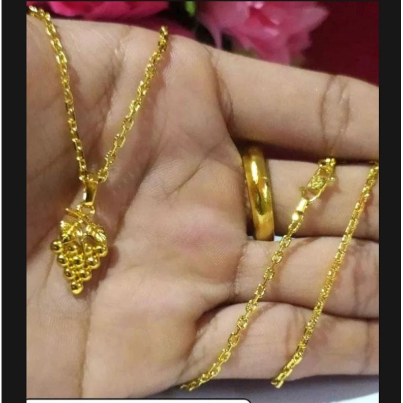 (bonus cincin)kalung motif nuri dengan liontin anggur berlapis emas 24k sangat mewah