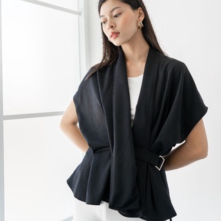 Rhei Collection - Albany Top Black | Outerwear Wanita Jumbo Bigsize Scuba Blazer Wanita